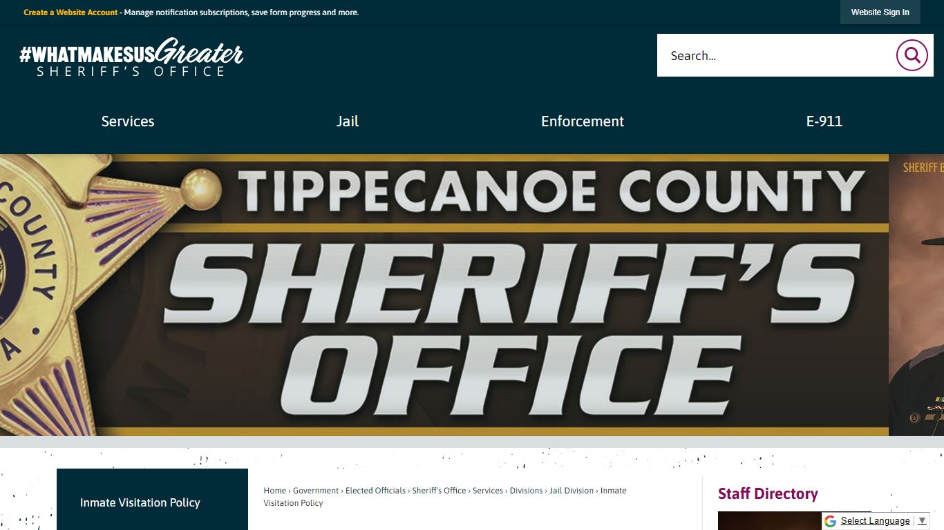 Inmate Visitation Policy | Tippecanoe County, IN - Indiana